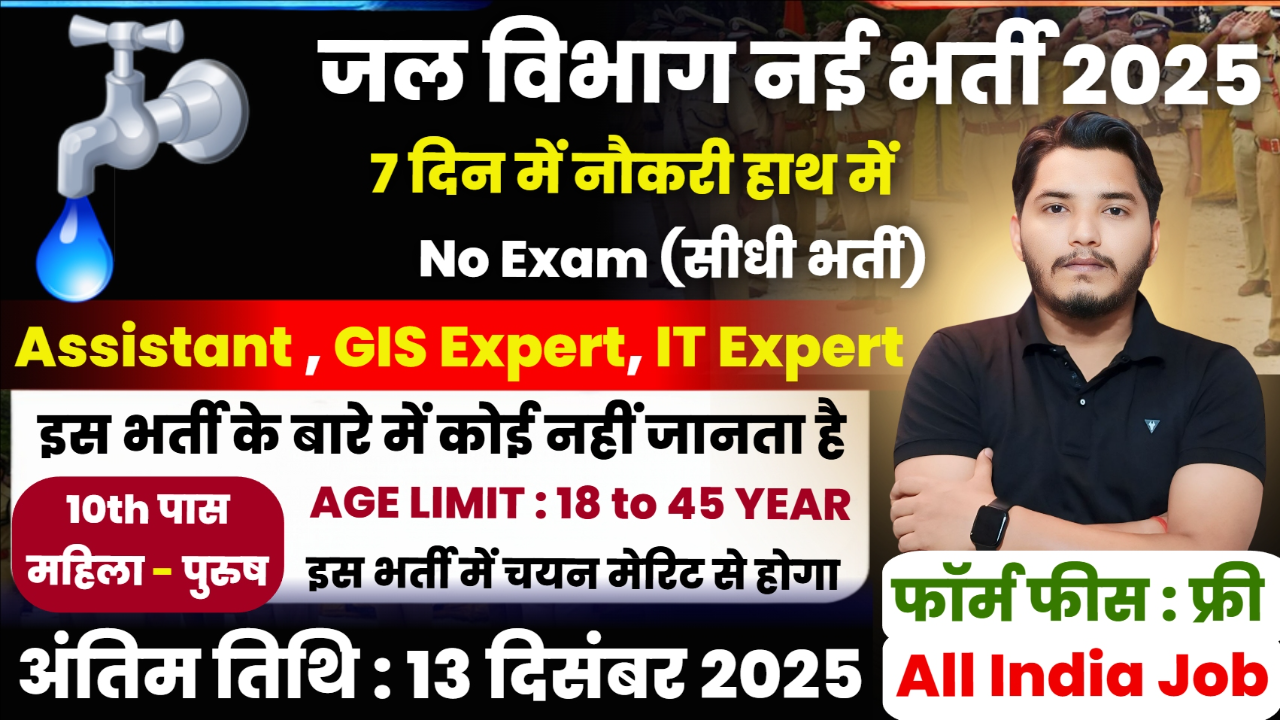 Water Department Recruitment 2025 Notification Out, No Exam Direct Interview Water Department Recruitment