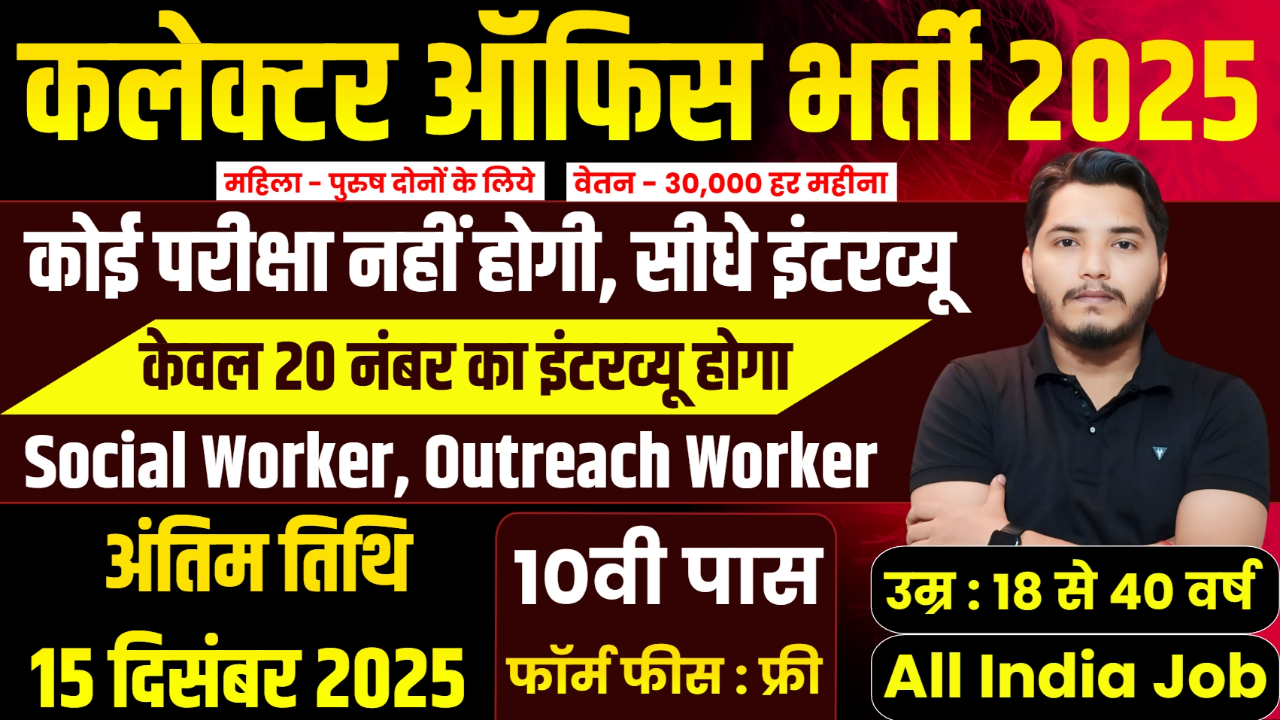 Collector Office Recruitment 2025 Notification Out, No Exam Direct Interview Collector Office Recruitment